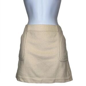 J Crew wool blend cream mini skirt with pockets